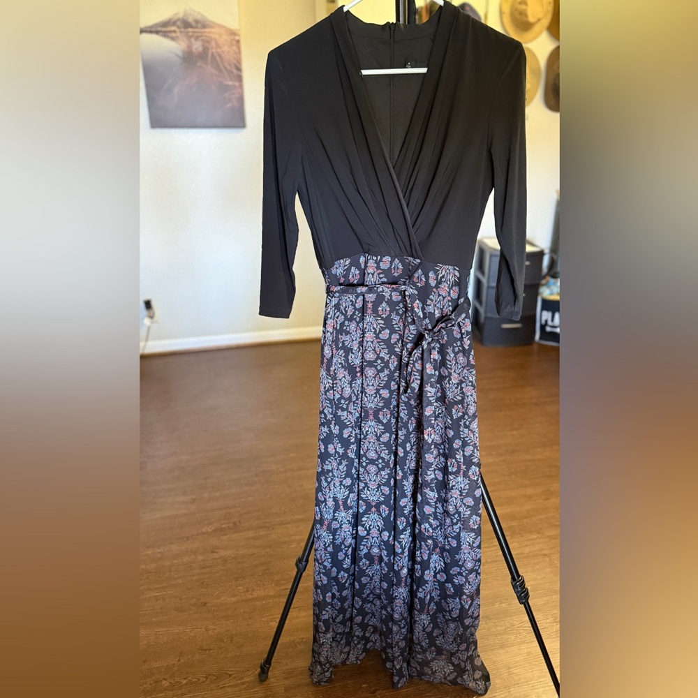 Chetta B Black Floral Long Sleeve Dress